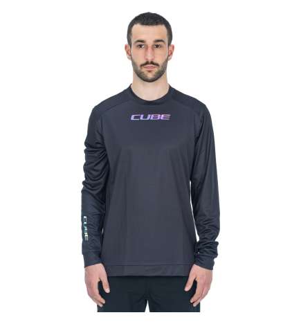 CUBE ATX Rundhalstrikot Langarm Herren - schwarz