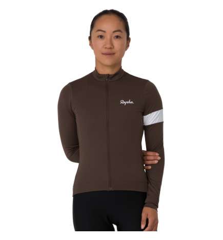 Rapha Core Thermal Long Sleeve Jersey Women - deep coffee white