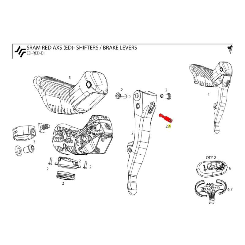 SRAM Pushrod Kit for Red (E1) Shift/Brake Lever - 2 pieces - 11.7018.090.000