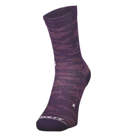 SCOTT Trail Camo Crew Socks - Compression - dark purple white