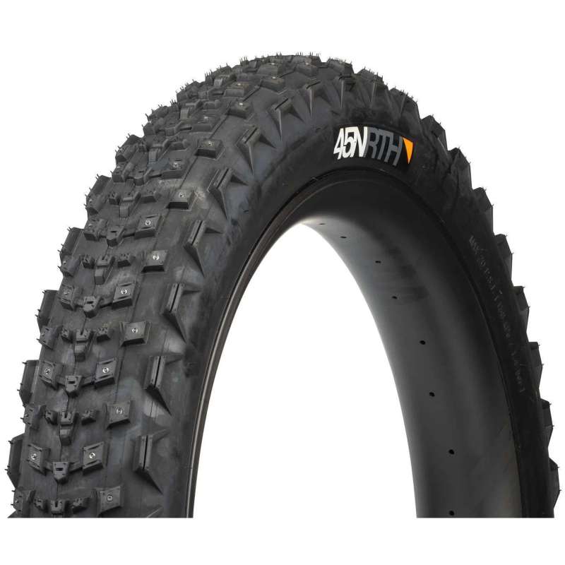 45NRTH Dillinger 4 Fatbike Folding Tire | Fat Tubeless Ready - Black | 26x4.20" / 168 L Concave Carbide Alu Studs / 120TPI