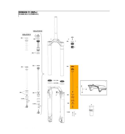 RockShox Fork Air Spring Shaft | Debonair | 27.5 29  | for Domain C1  (2025 ) - 170mm | 11.4018.111.042