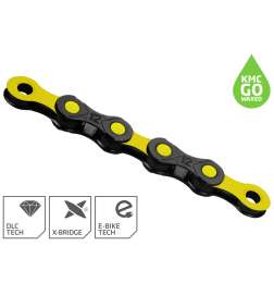 KMC DLC Chain - WAXED | 12-speed - black yellow