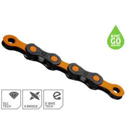 KMC DLC Chain - WAXED | 12-speed - black orange