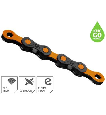 KMC Chaîne - DLC - WAXED | 12 Vitesses - noir orange