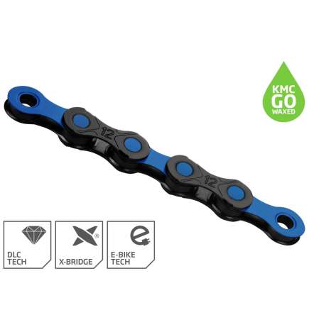 KMC DLC Kette - WAXED | 12-fach - schwarz blau