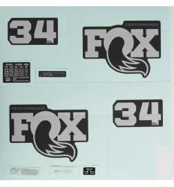FOX Decal Kit voor 34 SL Voorwork (2026) - 803-04-271 | Performance | Matte Black | Grey Logo