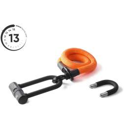 tex-lock eyelet wraz z zapięciem rowerowym U-lock - 100cm - acid orange