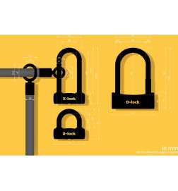 tex-lock eyelet wraz z zapięciem rowerowym U-lock - 120cm - acid orange