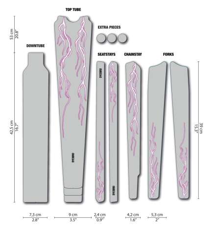 DYEDBRO Lightning Gravel Rahmenschutz Kit - pink matte