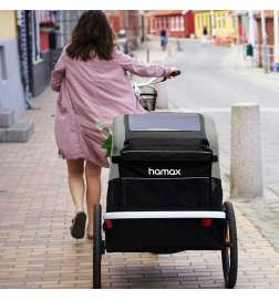 Hamax Avenida Bike Trailer for 2 Kids - Incl. Drawbar and Stroller Wheel - Blue